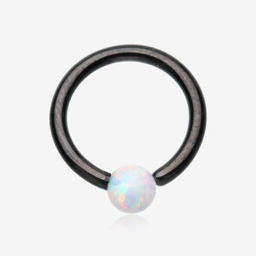 Blackline Fire Opal Basic Bendable Twist Hoop Ring-White